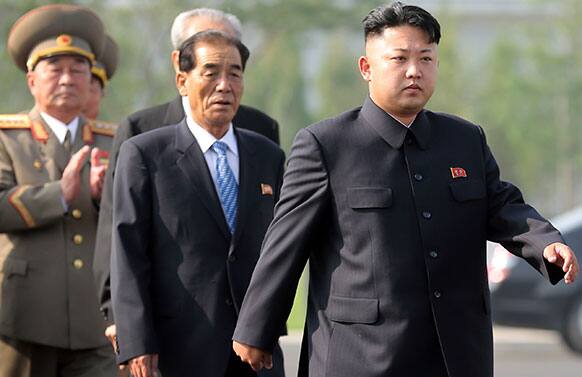 North Korean leader Kim Jong Un arrives at the cemeteries of fallen fighters of the Korean People`s Army (KPA)in Pyongyang, North Korea as part of ceremonies marking the 60th anniversary of the signing of the armistice that ended hostilities on the Korean peninsula.