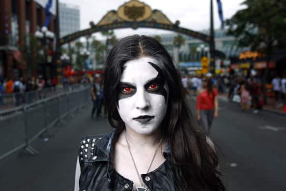 Jessica Monterio, dressed as Lobo from DC Comics, poses for a photo, during Comic-Con in San Diego.