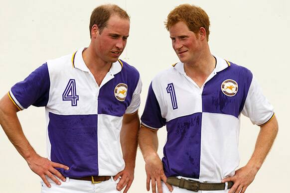 Prince William, the Duke of Cambridge and Prince Harry chat after The Jerudong Trophy at Cirencester Park Polo Club in Gloucestershire.