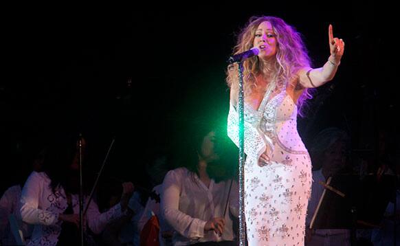 Mariah Carey performs in Central Park during the All-Star Charity Concert to benefit Hurricane Sandy victims in New York.