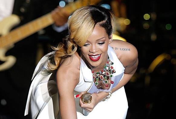 Singer-songwriter Rihanna performs at