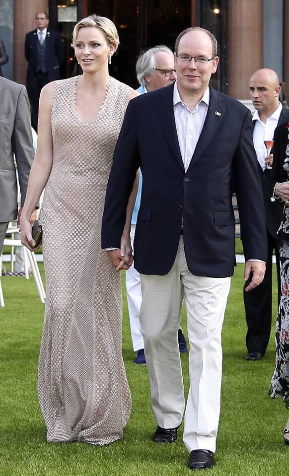 Prince Albert II of Monaco and his wife Princess Charlene of Monaco attend the celebration of the 150th anniversary of the SBM (Societe des Bains de Mer) in Monaco.
