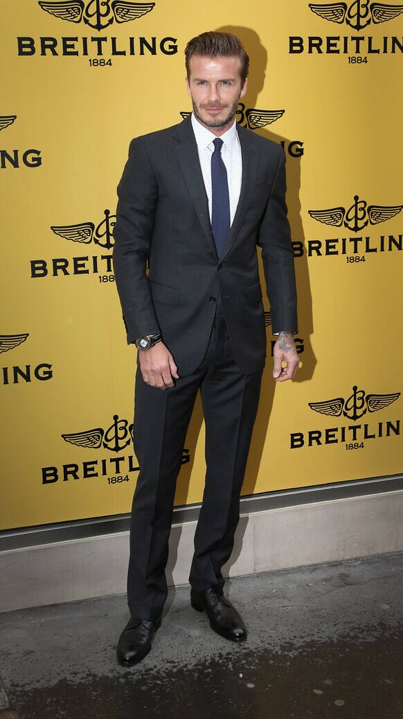 David Beckham, global ambassador for a luxury watch brand, arrives at the launch of London flagship store, at a central London store on New Bond Street.