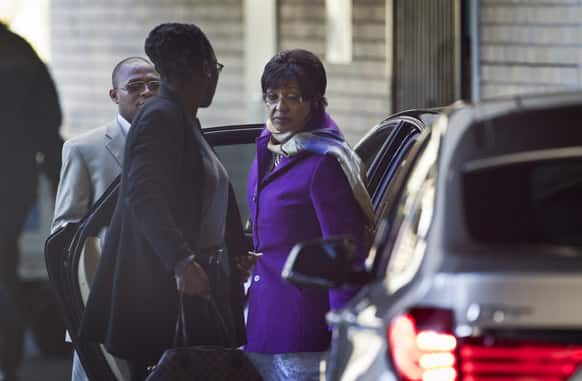 Former wife Winnie Madikizela-Mandela arrives at the Mediclinic Heart Hospital where former South African President Nelson Mandela is being treated in Pretoria, South Africa.