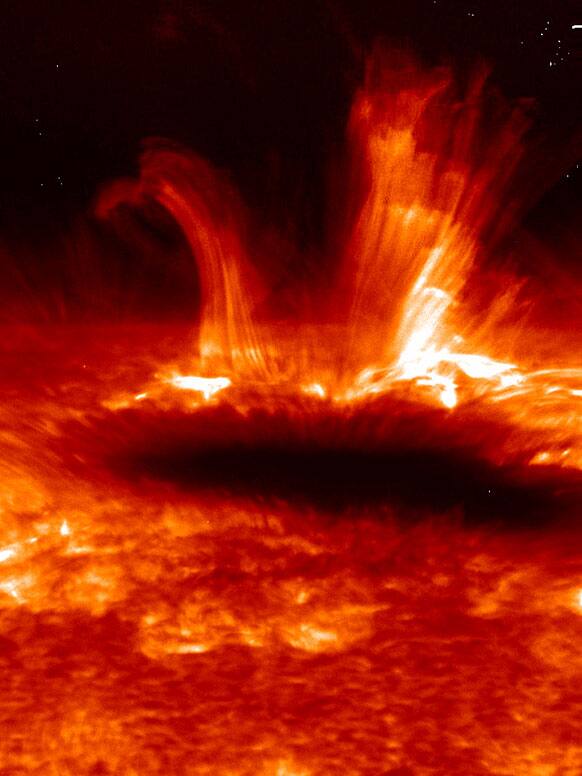 This image taken by a NASA-Japan Aerospace Exploration Agency mission shows the lower regions of the sun’s atmosphere. NASA plans to launch a new mission called IRIS (Interface Region Imaging Spectrograph) to study this solar region.