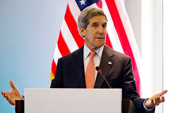 US Secretary of State John Kerry speaks at an opening event of the India-U.S. Higher Education Dialogue in New Delhi.