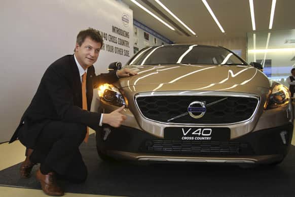 Volvo Auto India managing director Tomas Ernberg poses for a photograph during the launch of the V40 Cross Country crossover sports utility vehicle, in Ahmedabad.