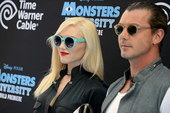 Gwen Stefani, left, and Gavin Rossdale arrive at the world premiere of