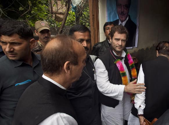 Rahul Gandhi arrives at the party headquarters during his one day visit to Kashmir in Srinagar.