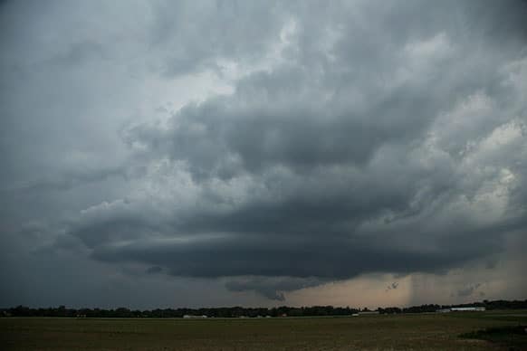 A wall cloud in northern Allen County drops what appears to be a funnel cloud just north of Fort Wayne, Ind.