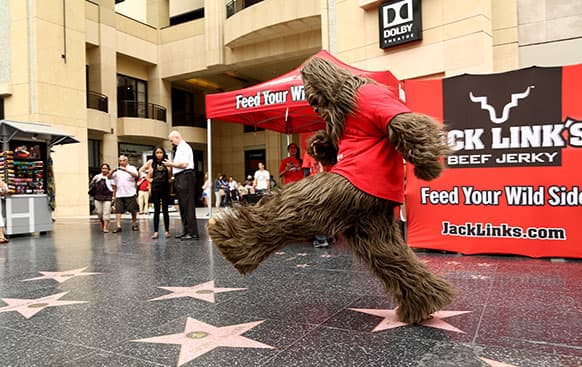 Sasquatch and Jack Link’s celebrate National Jerky Day at Hollywood and Highland in Los Angeles.