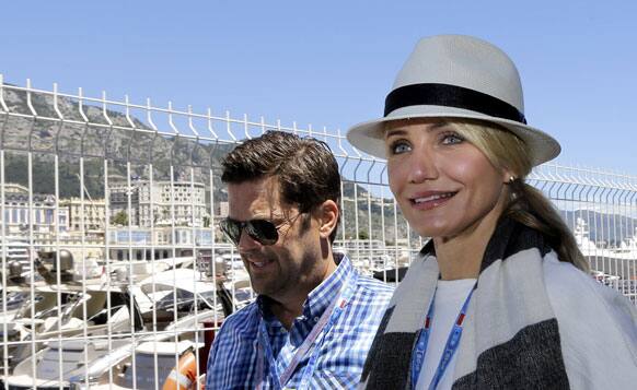 US actress Cameron Diaz arrives in the paddock prior to the start of the Formula One Grand Prix at the Monaco racetrack, in Monaco.
