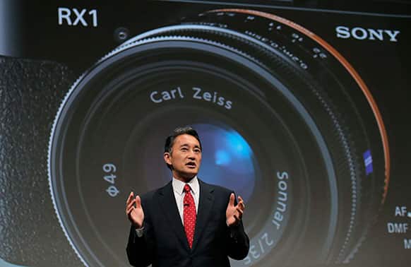 Sony President and CEO Kazuo Hirai speaks during a press conference at the Sony Corp. headquarters in Tokyo.