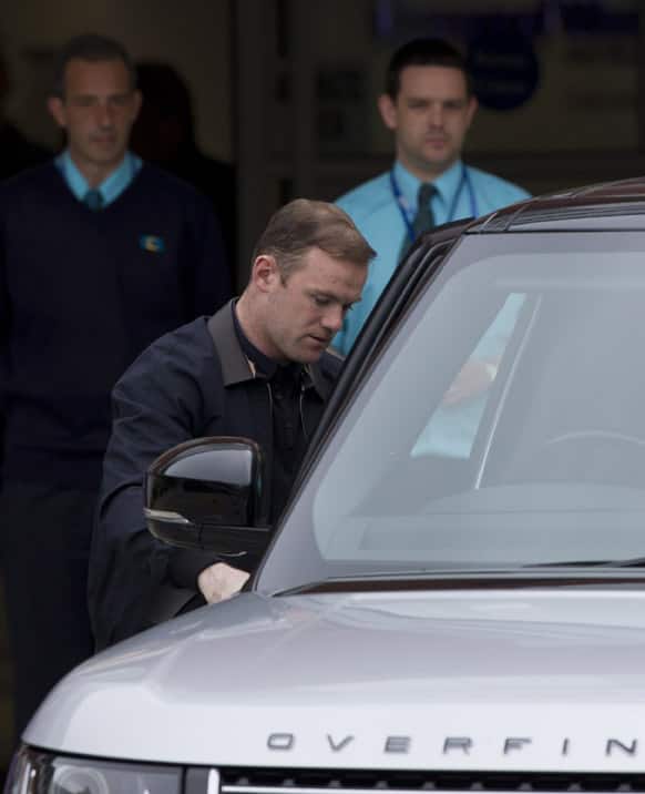 Footballer Wayne Rooney leaves Liverpool Women`s Hospital after the birth of his second son named Klay Anthony, Liverpool, England.