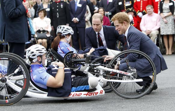 Britain`s Duke of Cambridge and Prince Harry, visit the Help for Heroes Recovery Centre in Tidworth, England.
