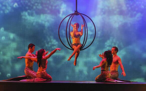 Artists perform during the media preview of the French Cirque Spectacle