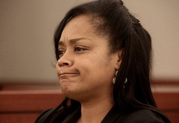 Arnelle Simpson, daughter of O.J. Simpson, testifies in court at Clark County Regional Justice Center in Las Vegas.