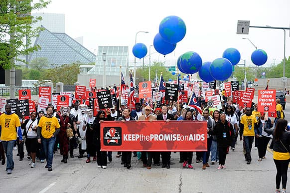AIDS advocates take to Cleveland streets for the AIDS Healthcare Foundation`s