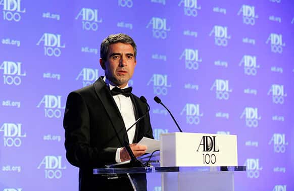 Rosen Plevneliev, President of Bulgaria, addresses the Anti-Defamation League`s 2013 Centennial Gala, in Washington D.C.