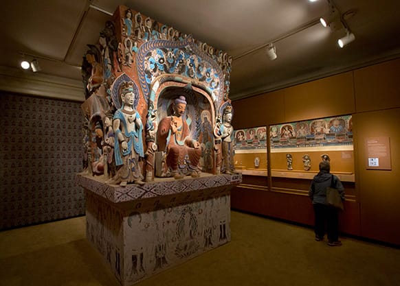 The central pillar of Mogao Cave 432, from the Western Wei Dynasty, 535-556 AD, is presented in