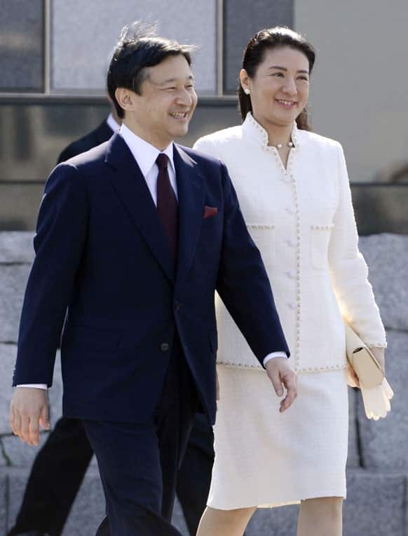 Japan`s Crown Prince Naruhito and Crown Princess Masako, who has been under treatment for a stress-induced illness, prepare to leave for Netherlands, at Haneda Airport in Tokyo.