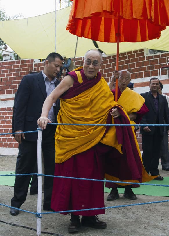 Tibetan spiritual leader the Dalai Lama arrives at the Central School for Tibetans in Dalhousie, about 128 kilometers north-west of Dharmsala. The Dalai Lama gave a religious discourse at the school.