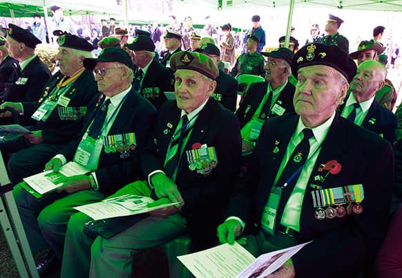 Korean War veterans from New Zealand attend a ceremony to commemorate the 62st anniversary of a fierce Korean War battle, in which Commonwealth nations forces fought off Chinese troops at Gapyeong, South Korea.
