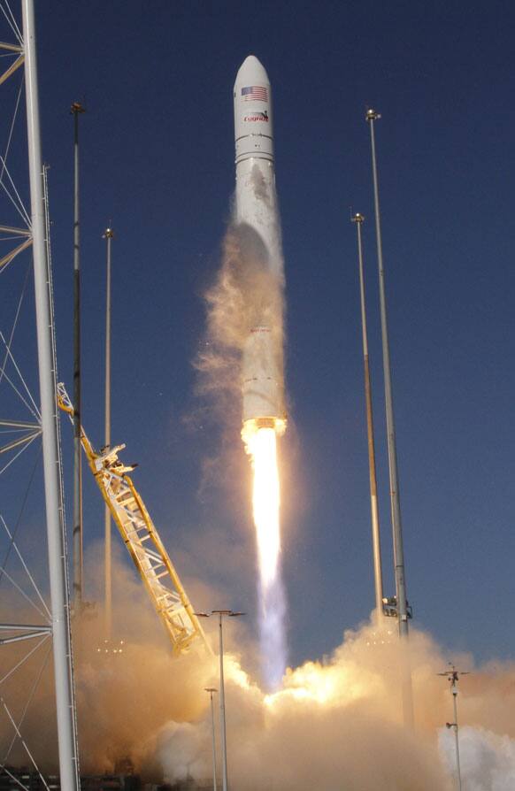 Orbital Sciences Corp.`s Antares rocket lifts off from the launchpad at the NASA facility on Wallops Island, Va.