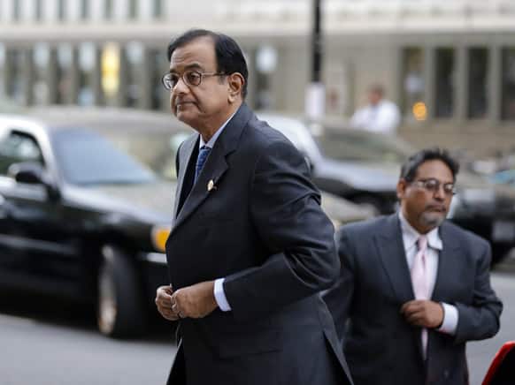 Indian Finance Minister P Chidambaram arrives for a G-20 dinner, during the Spring Meetings of the World Bank Group and the International Monetary Fund in Washington.