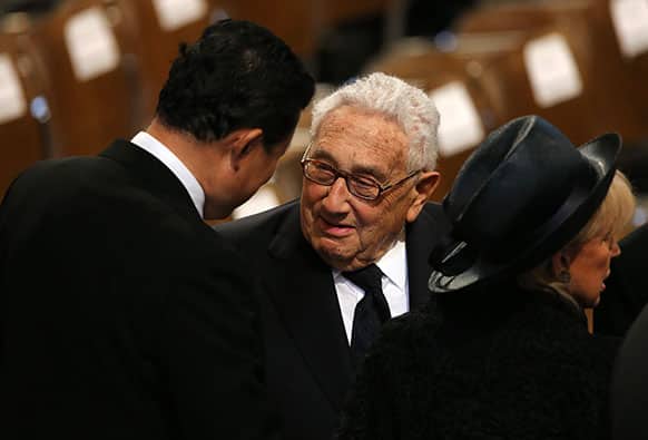 Former US Secretary of State Henry Kissinger attends the Ceremonial funeral of former British Prime Minister Margaret Thatcher at St Paul`s Cathedral in London.