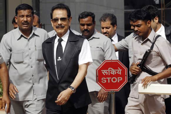 Chairman of Sahara India Pariwar Subrata Roy comes out of Securities Exchange Board of India (SEBI) office in Mumbai.