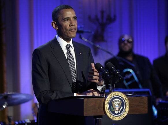 President Barack Obama speaks during the “In Performance at the White House” in the East Room of the White House in Washington.