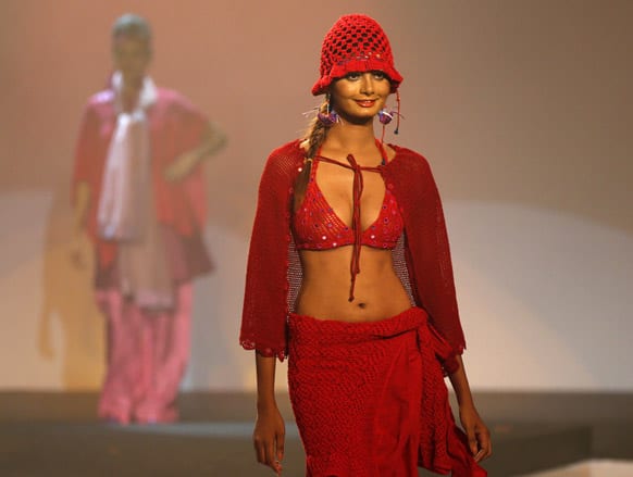 Models display creations by Bangladeshi designer Bibi Russell during the third day of the Colombo Fashion Week in Sri Lanka.