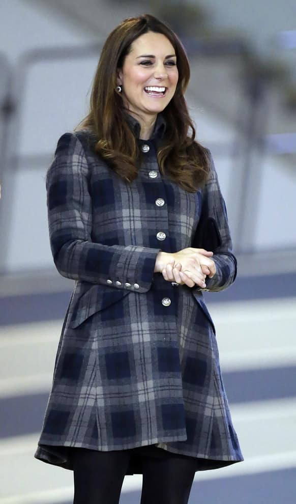 Britain`s Kate Duchess of Cambridge smiles during her visit to the Emirates Arena in Glasgow, Scotland. The venue will play host to several events at the 2014 Glasgow Commonwealth Games.