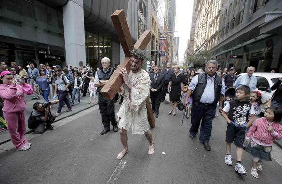 David Carnell, plays the part of Jesus Christ during a