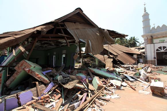 Debris from a destroyed mosque in Gyobingauk, Bago Region, about 125 miles from Yangon, Myanmar.