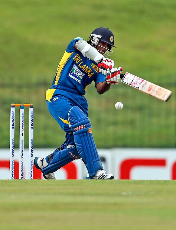 Sri Lanka`s Kusal Janith Perera bats during the second one day international cricket match against Bangladesh in Sooriyawewa, Sri Lanka.