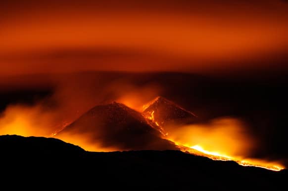 Lava erupts at the New Sud-Est crater of Mt. Etna`s volcano, near Catania, in Sicily, southern Italy. According to reports it is the seventh eruption of 2013 and it did not pose any threats to the nearby airport and inhabited areas.