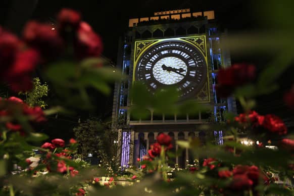 Shown is a replica of the Elizabeth Tower of the Houses of Parliament during a preview for the annual Philadelphia Flower Show at the Pennsylvania Convention Center.