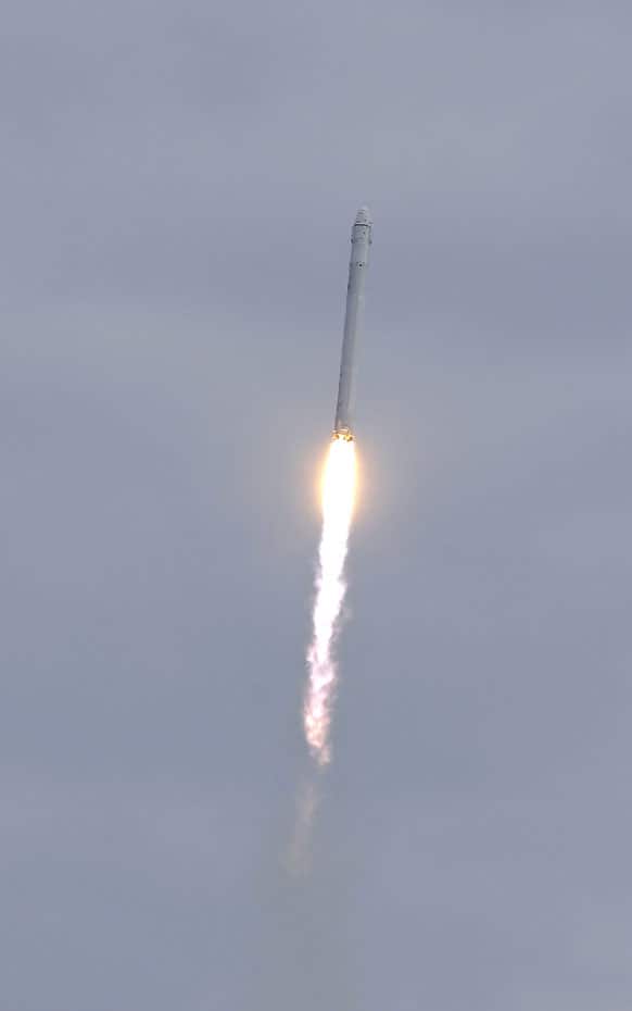 The Falcon 9 SpaceX rocket lifts off from launch complex 40 at the Cape Canaveral Air Force Station in Cape Canaveral, Fla..