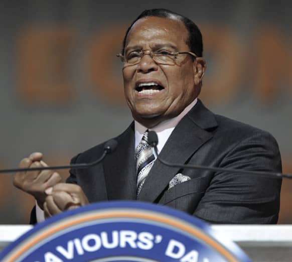 Minister Louis Farrakhan speaks during the Saviours` Day annual convention at the U.I.C. Pavilion in Chicago.