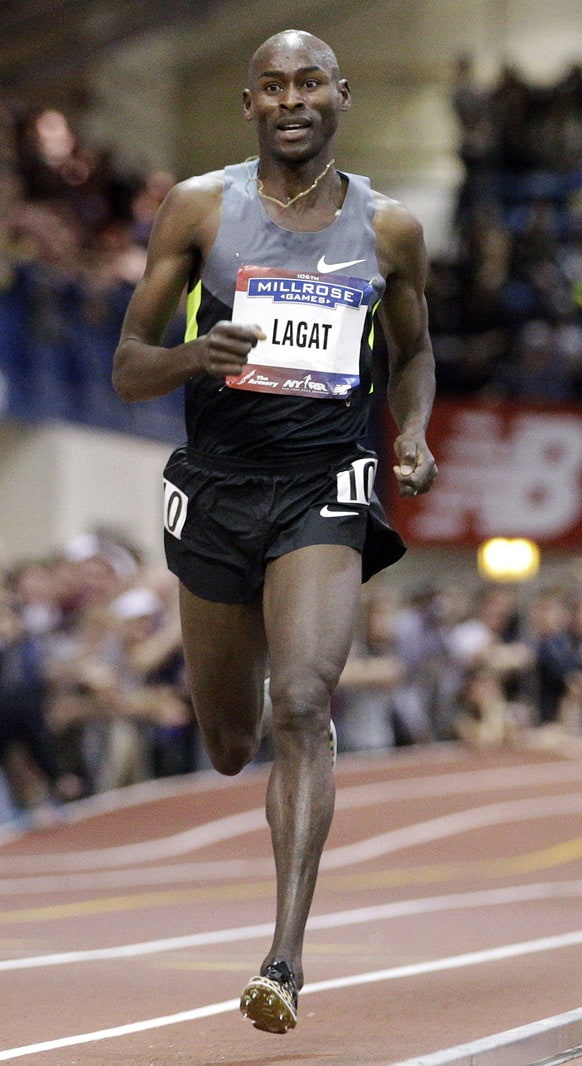 Bernard Lagat competes in the Men`s Two Mile event during the 106th Millrose Games in New York.