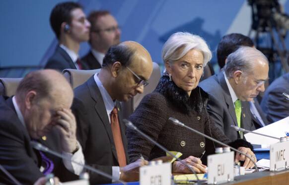 Chief of the International Monetary Fund, Christiane Lagarde, attends the summit of financial ministers and heads of central banks of the G20 group of nations ahead of their meeting in Moscow, Russia.