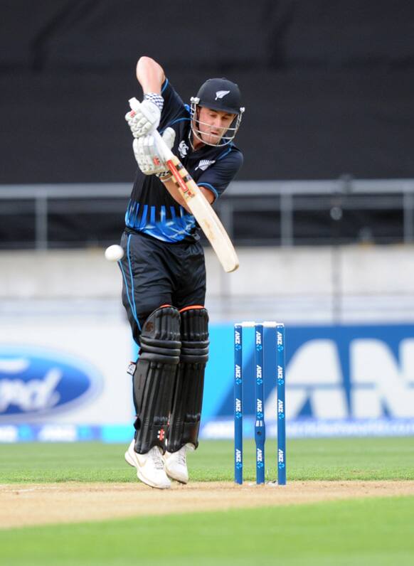 New Zealand`s Hamish Rutherford on the way to 11 against England in the Twenty20 cricket match at Westpac Stadium in Wellington, New Zealand.