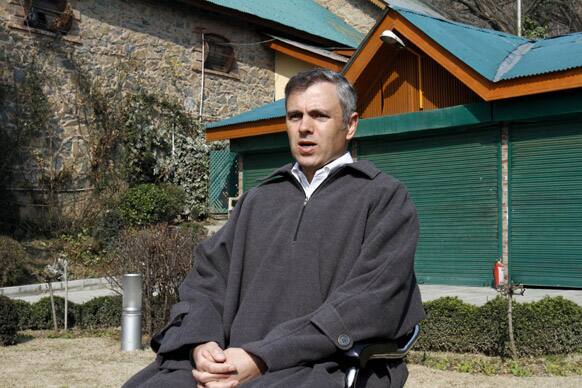 Jammu and Kashmir state Chief Minister Omar Abdullah addresses a press conference after the execution of Kashmiri Mohammed Afzal Guru, at his home in Srinagar.