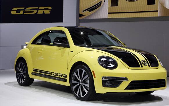 Volkswagen`s Beetle GSR is revealed during the media preview of the Chicago Auto Show at McCormick Place in Chicago.