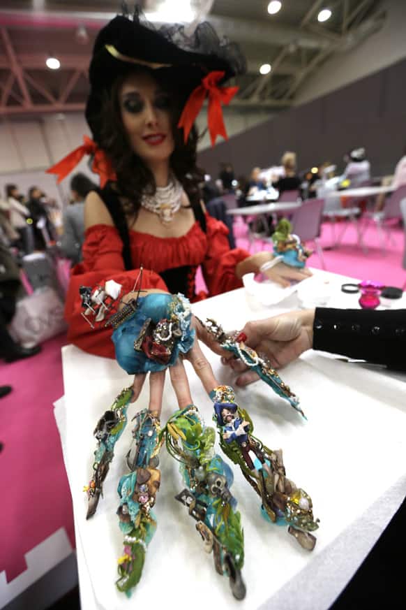 A model displays a creation called