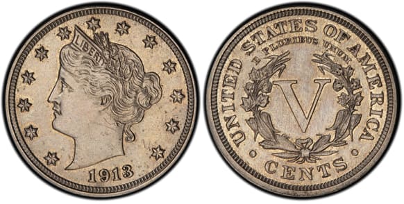 This image provided by Heritage Auctions shows an authentic 1913 Liberty Head nickel that was hidden in a Virginia closet for 41 years after its owners were mistakenly told it was a fake.