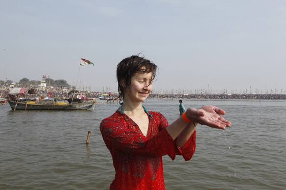 A foreigner offers prayers at
