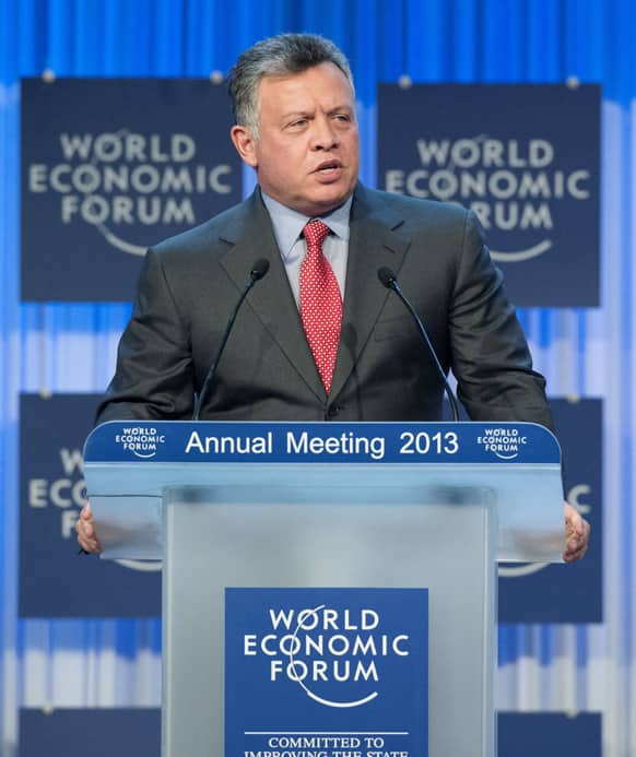 King Abdullah II of Jordan speaks to the assembly at the 43rd Annual Meeting of the World Economic Forum, WEF, in Davos, Switzerland.
